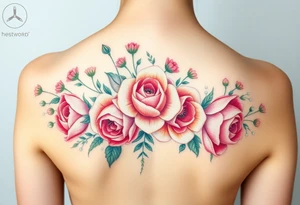 vintage bouquet of wild roses and meadow flowers with morning dew tattoo idea