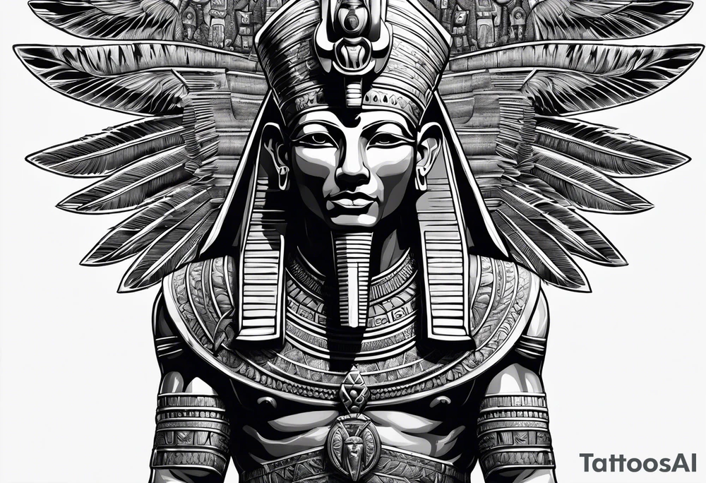Pharaoh with two Anubis tattoo idea