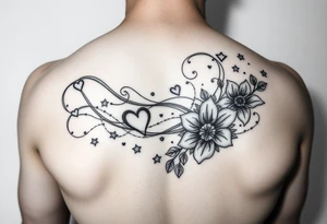 I want swirling lines like wind with hearts and stars an flowers with makeup tattoo idea