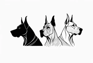 4 Great Danes together tattoo idea