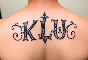KLU initials combined into one logo with Disney theme tattoo idea