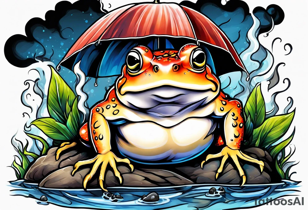 A toad in a thunderstorm tattoo idea