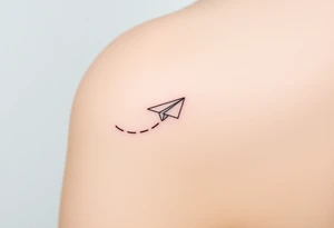 play, pause, stop, rewind with a paper plane in a line tattoo tattoo idea