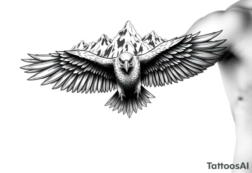 majestic eagle spreading wings against mountain peaks tattoo idea majestic eagle spreading wings against mountain peaks tattoo idea