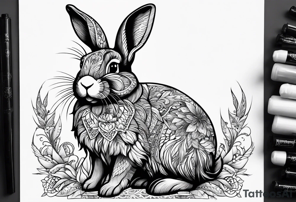 Bunny rabbit with Kirsty R written underneath tattoo idea