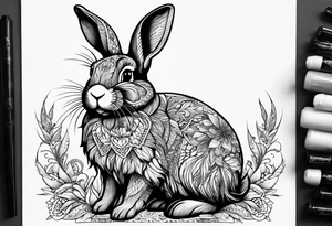 Bunny rabbit with Kirsty R written underneath tattoo idea