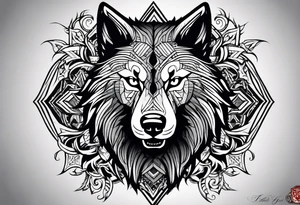 A fierce and imposing dire wolf, inspired by ancient myths or popular culture like "Game of Thrones." This design is for those who want a bold and powerful tattoo. tattoo idea