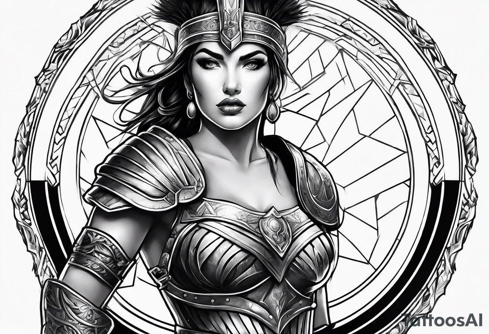 Female gladiator full body tattoo idea