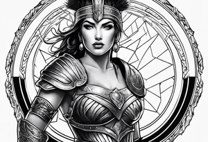 Female gladiator full body tattoo idea
