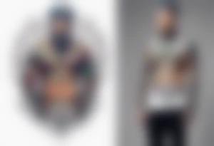 standing man with cross missing his chest tattoo idea
