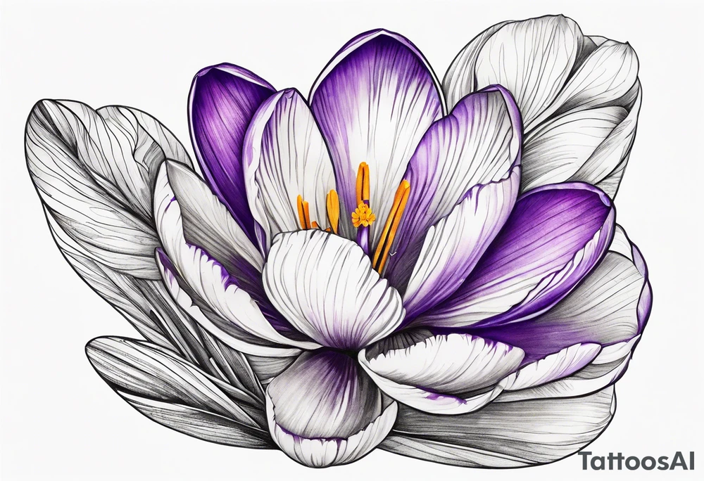 crocus flower design tattoo idea