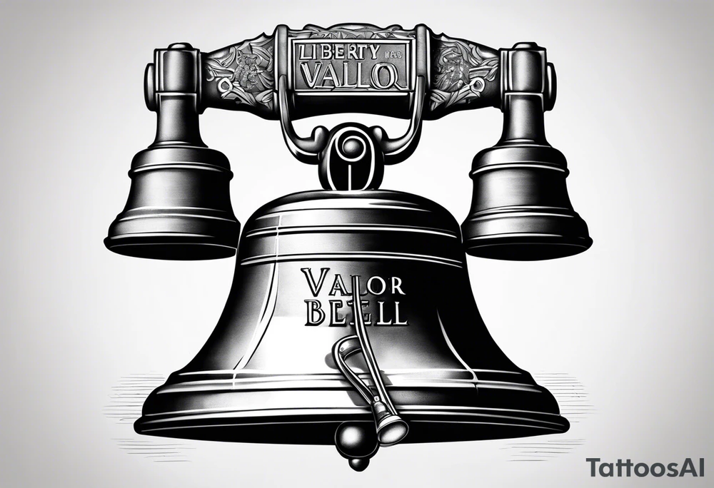 A Liberty Bell with the name Valor and the date 06.29.2019 tattoo idea