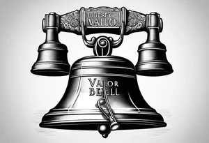 A Liberty Bell with the name Valor and the date 06.29.2019 tattoo idea