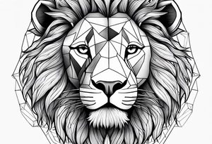 Half lion face and half geometry tattoo idea