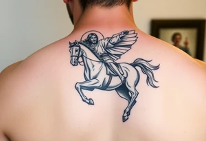 jesus flying in as the rider on the white horse tattoo idea