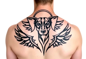 Dachshund ears with wings and halo tattoo idea