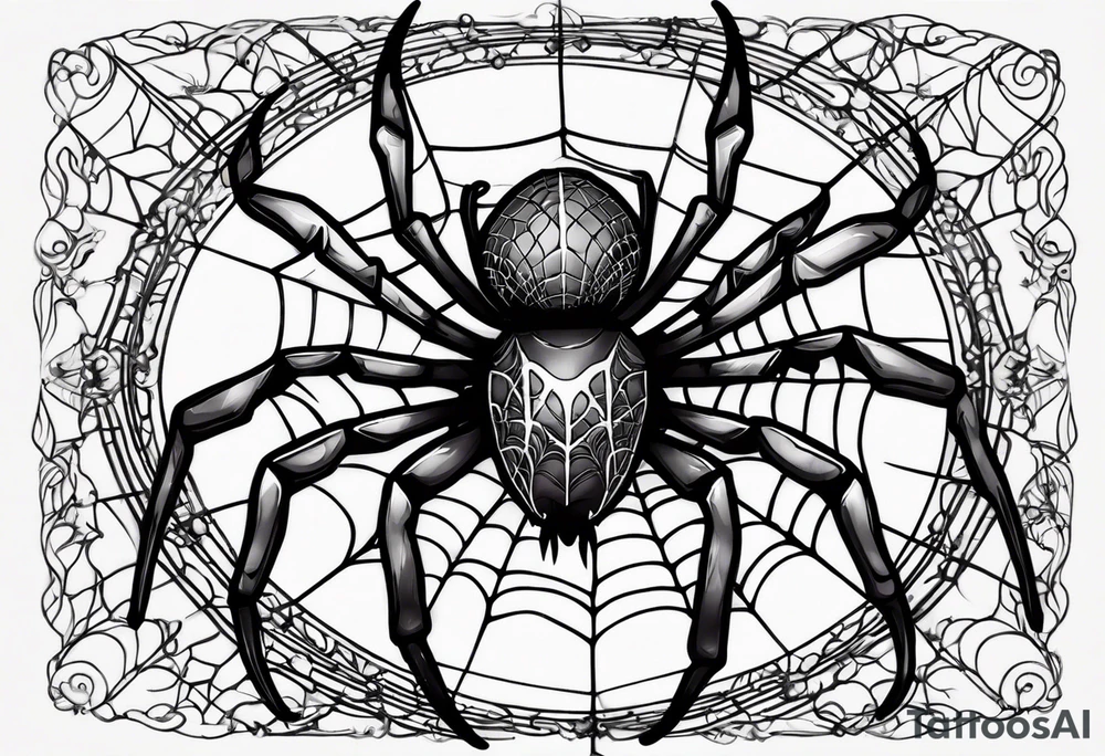 Spider with webs tattoo idea