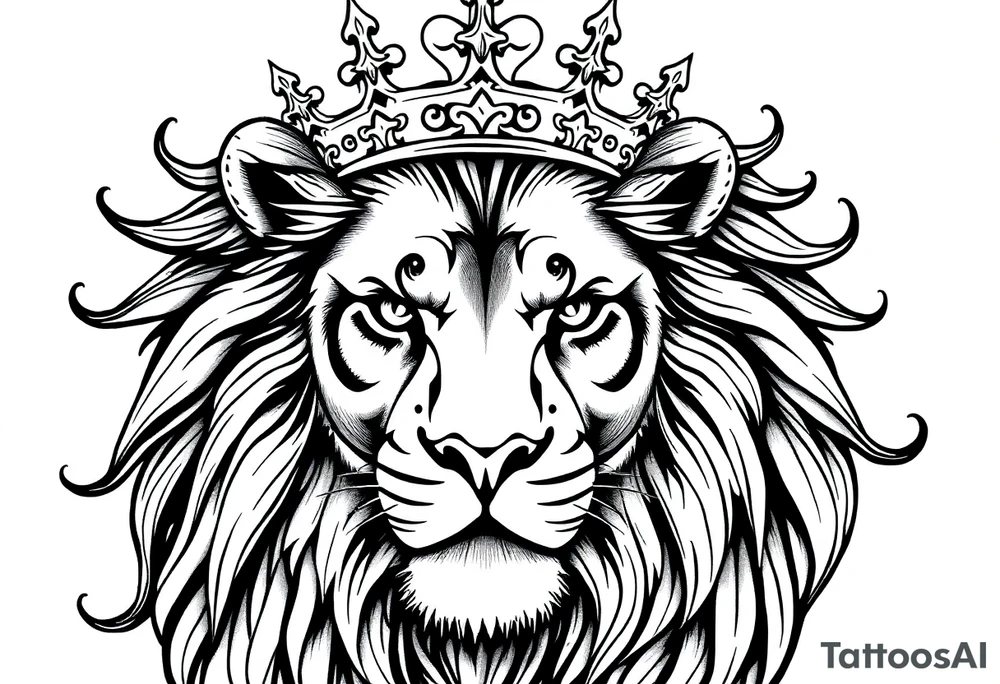 powerful majestic lion with a crown tattoo idea