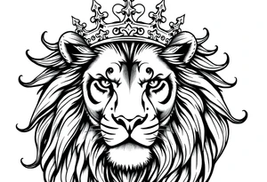 powerful majestic lion with a crown tattoo idea
