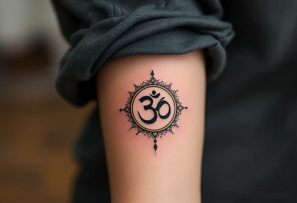 The Om Symbol (ॐ) – A sacred sound and spiritual icon, often tattooed in black or deep gold, representing the essence of the universe. tattoo idea