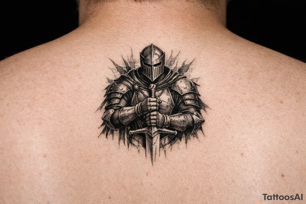 a knight who wields a sword. tattoo idea