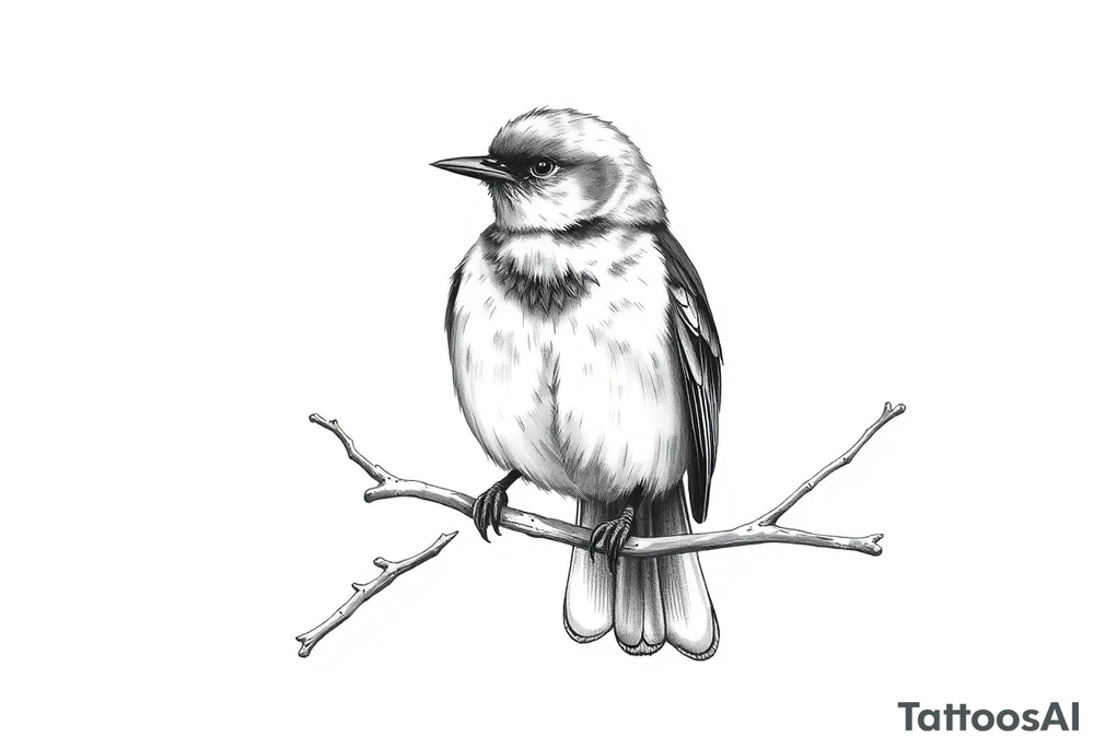 male eurasian blackbird sitting on a branch tattoo idea