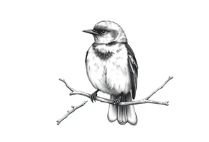 male eurasian blackbird sitting on a branch tattoo idea