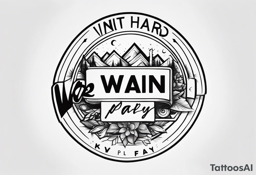 I want a painting style tattoo with the letters "work hard, play hard". tattoo idea