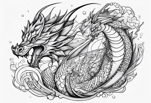 Geometric aquatic dragon cute tattoo idea