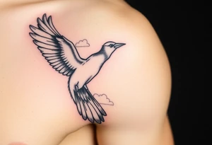 Dove and a blue jay, clouds, shining light to or from heaven tattoo idea