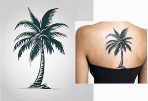 fineline tattoo of a tall palm tree tattoo idea