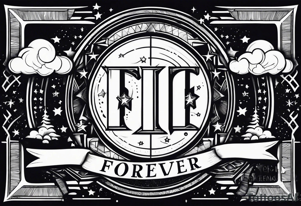 Forever humble with stars and clouds going around the word tattoo idea
