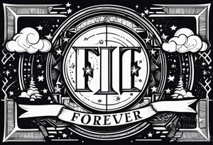Forever humble with stars and clouds going around the word tattoo idea