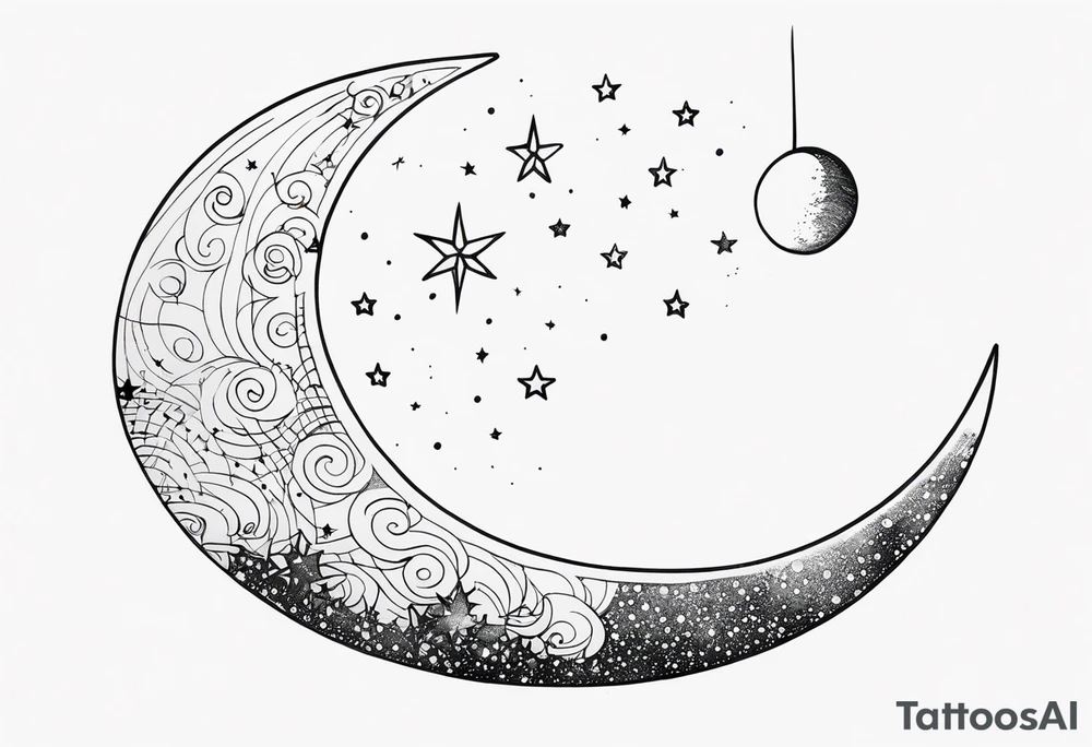 Crescent Moon & Stars tattoo idea