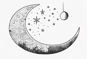 Crescent Moon & Stars tattoo idea