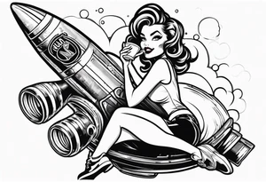 Nuka cola girl sat on rocket drinking nuka cola tattoo idea