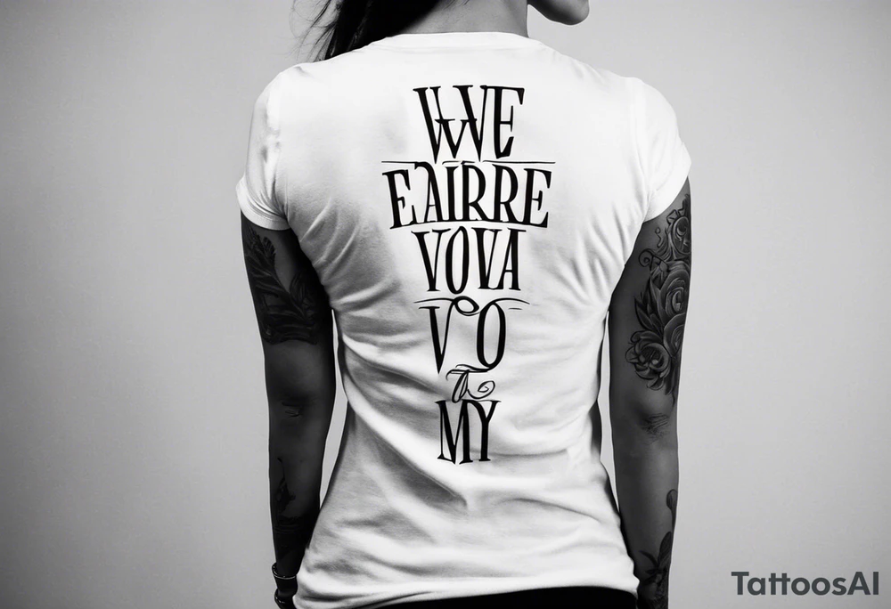 I want a tattoo with wording or Roman numerals going across the back of my neck very thin right above the shirt line. tattoo idea