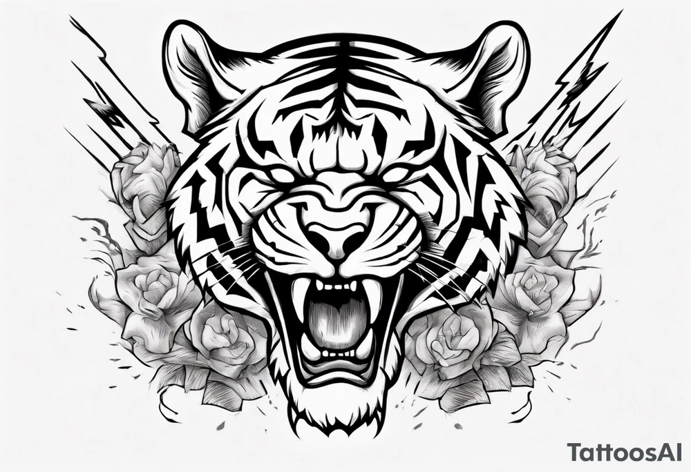 A tiger surrounded by lightning tattoo idea