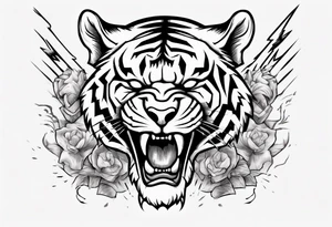 A tiger surrounded by lightning tattoo idea
