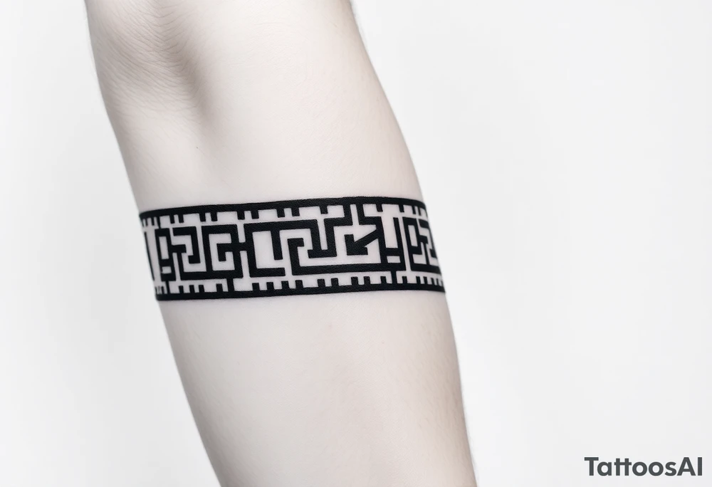 Greek pattern arm band tattoo idea