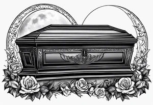 Coffin in graveyard with moon tattoo idea