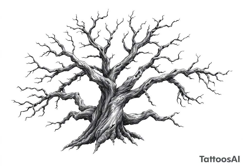 old dead majestic tree tattoo idea
