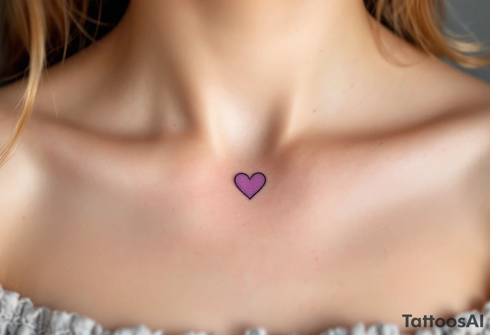 Matching tiny hearts shaded in lavender, placed delicately on collarbone of each partner. tattoo idea