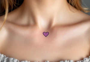 Matching tiny hearts shaded in lavender, placed delicately on collarbone of each partner. tattoo idea