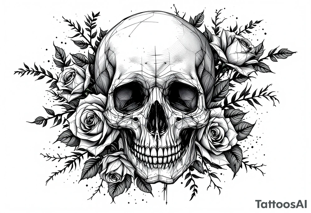 skull and roses tattoo idea