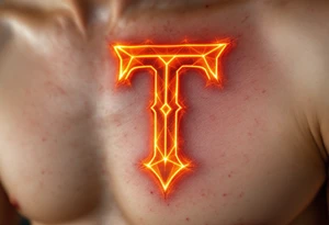 A glowing amber "T" (matte, not neon) with slight burnished edges. tattoo idea
