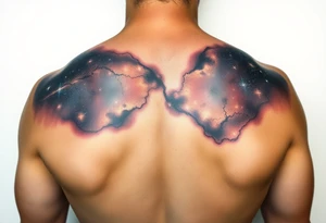 Beautiful and epic 3d milky way that appears to be what is beneath the skin. Make it drape over the shoulder and move to the middle back tattoo idea