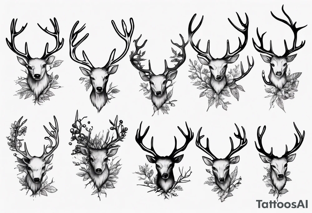 Bramble growing on antlers tattoo idea