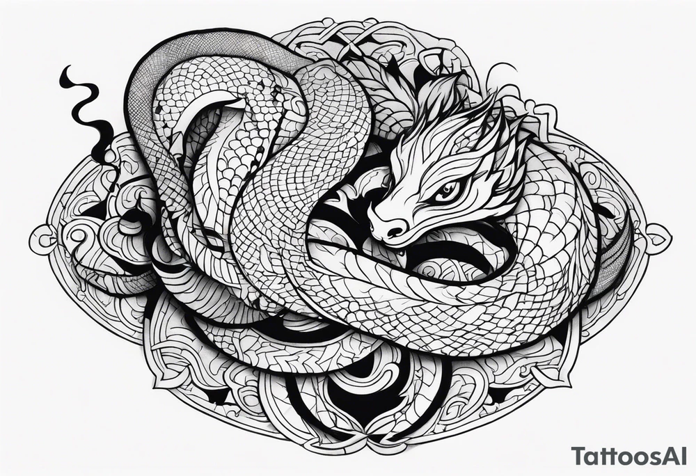 serpent in water mythical creature tattoo idea