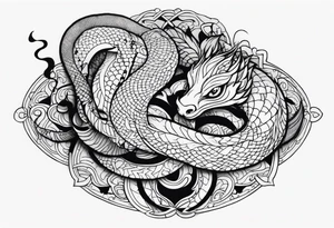 serpent in water mythical creature tattoo idea